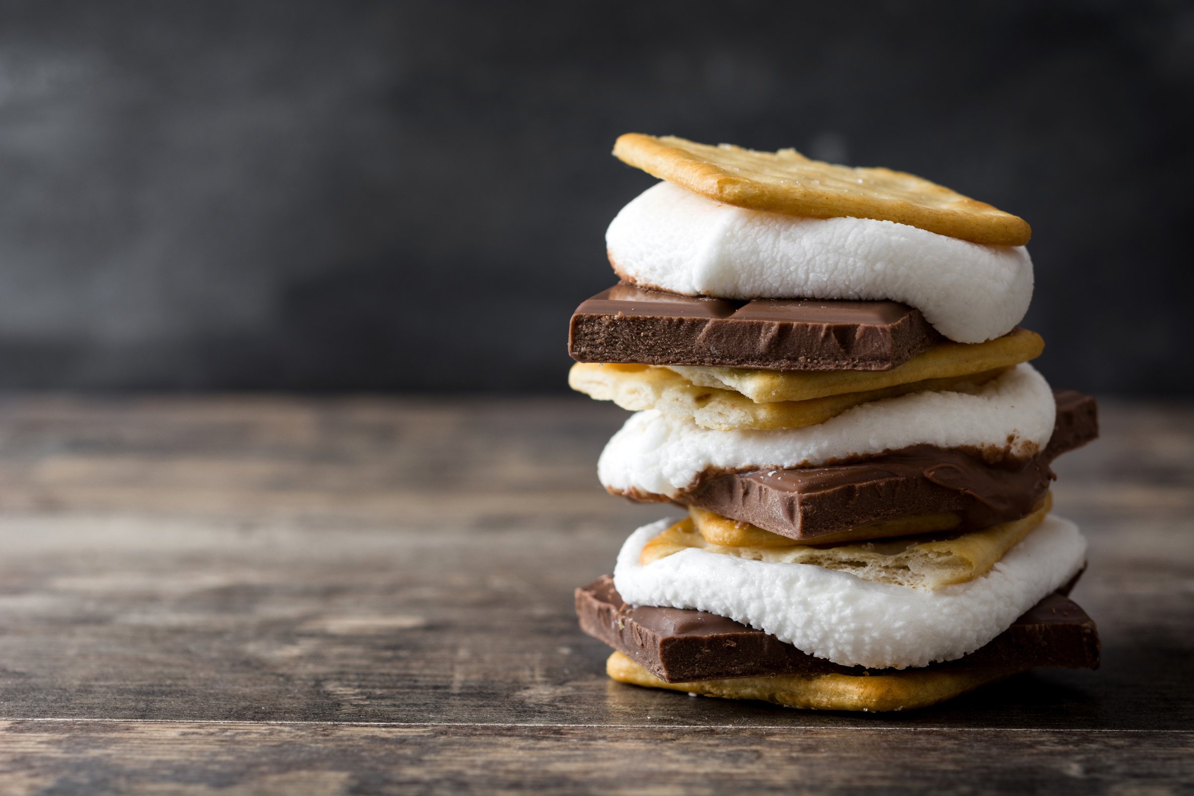 Smores on Wooden Table